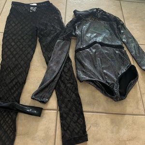 ballet leotard and pants with head piece